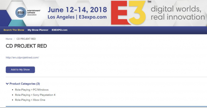CD Projekt E3 Listing