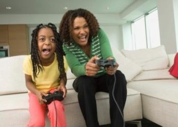Mom Daughter Playing Video Game