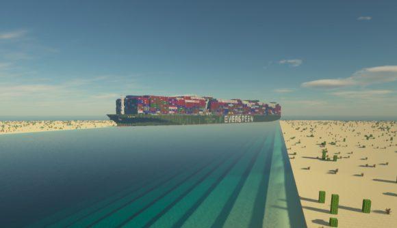 Minecraft Suez Canal Ever Given 580x334