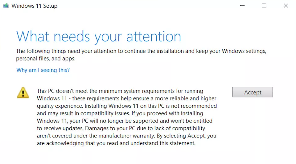 Peringatan Instalasi Windows 11
