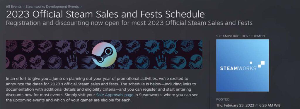 Jadwal Steam Sale 2023 Sudah Dikonfirmasi
