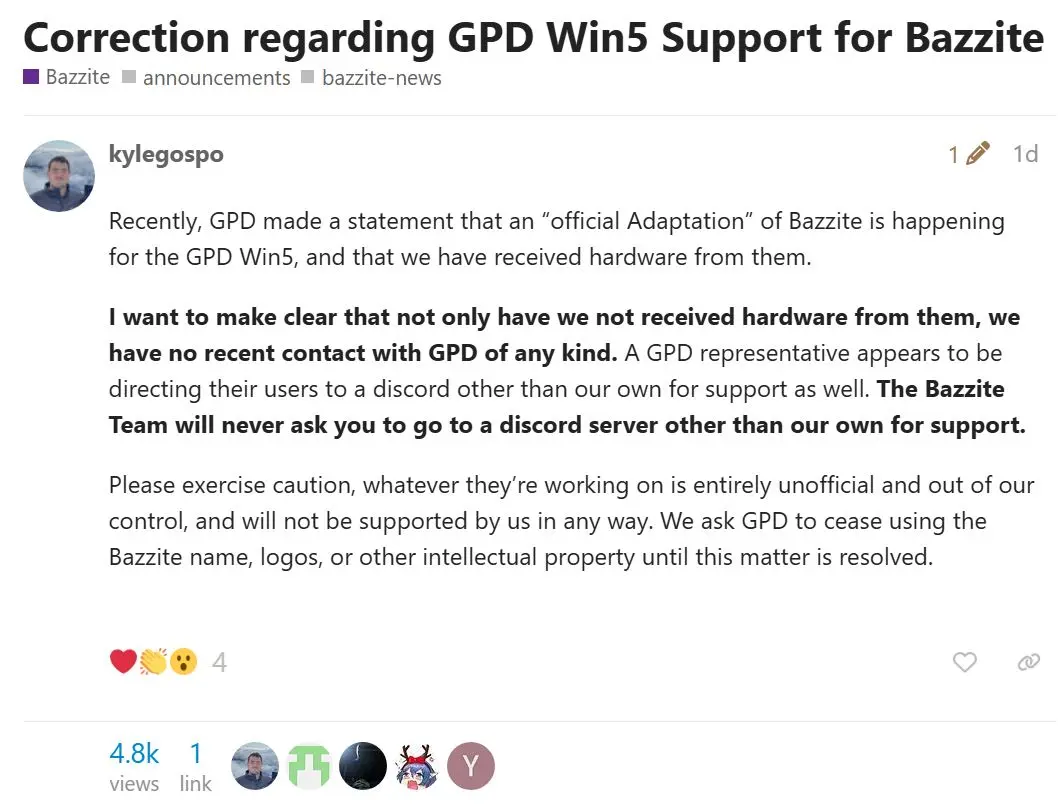 Bazzite Bantah Klaim GPD Soal Sistem Operasi Resmi di Handheld Terbaru 2 Kylegospo Bazzite UniversalBlue 2026