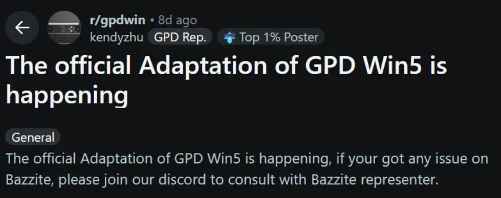 Bazzite Bantah Klaim GPD Soal Sistem Operasi Resmi di Handheld Terbaru 3 Postingan GPD di Forum