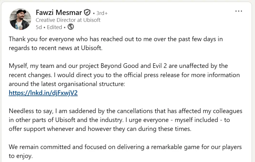 Pengembangan Beyond Good and Evil 2 Ubisoft 