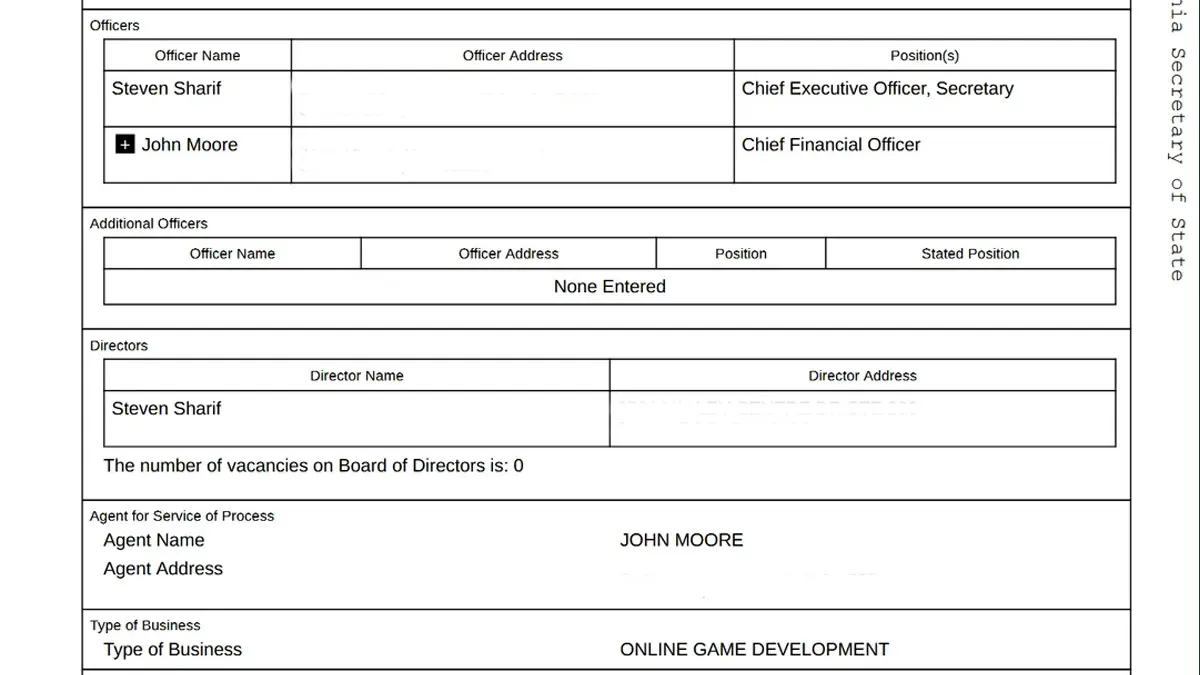 Dewan yang Terdaftar hanya sang CEO